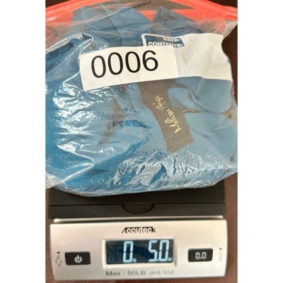 Melissa Paige Blouse Women Large Blue Long Roll Tab Sleeve Cross Back NWT - Picture 10 of 10